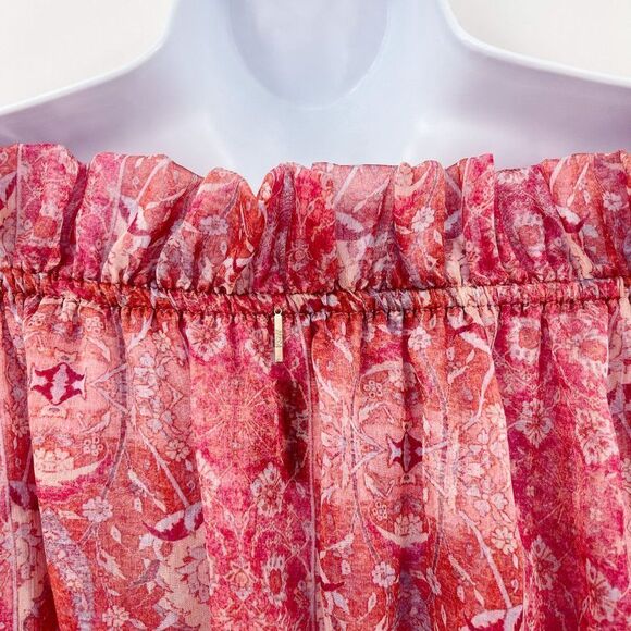 MISA Los Angeles Danae Dress Washed Rose Lilac Floral Off The Shoulder Mini - Picture 8 of 13